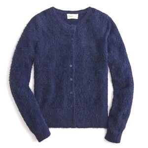 🌸 $10 SALE The Reeds × J. Crew Navy Blue Cardigan Sweater Fuzzy Button Down MD